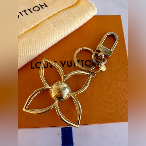 Louis Vuitton Accessories - LOUIS VUITTON Monogram Floral Sphere Gold Plated KEYCHAIN PURSE CHARM PreLoved❤️